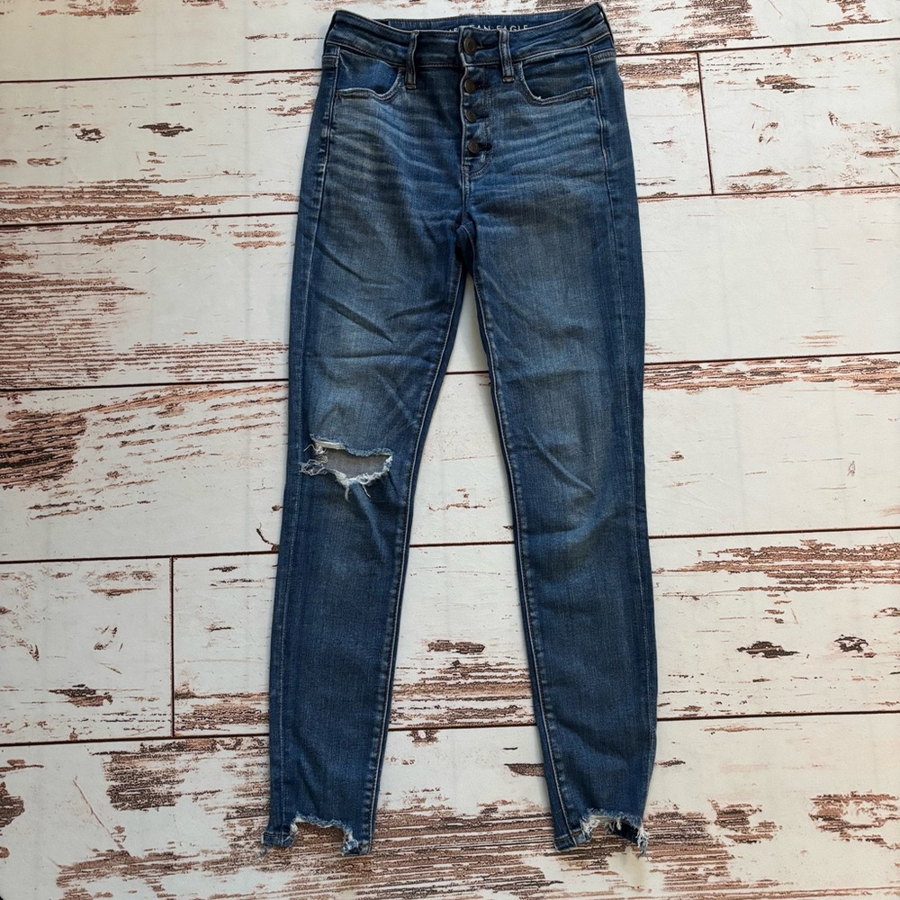 American Eagle High-Rise Jeggings Crop Distressed Skinny Jeans Size 4